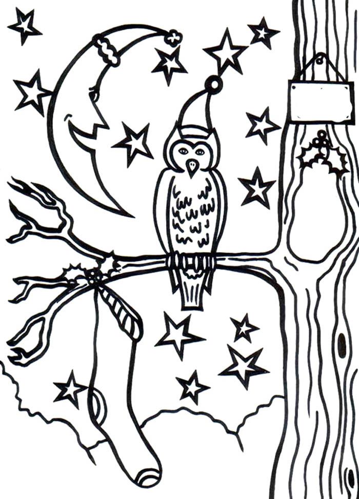 Christmas Owl Coloring Page - Christmas Coloring Pages : Coloring 