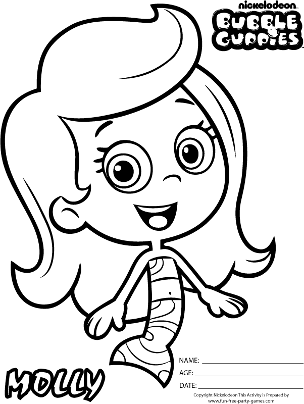 Free Bubble Guppies Coloring Pages Molly Guppy | doginstructions.com