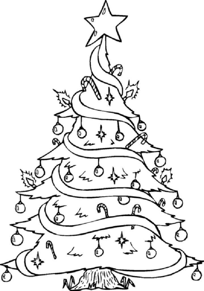 Free Christmas tree coloring pages – Christmas Ornaments | Easy 