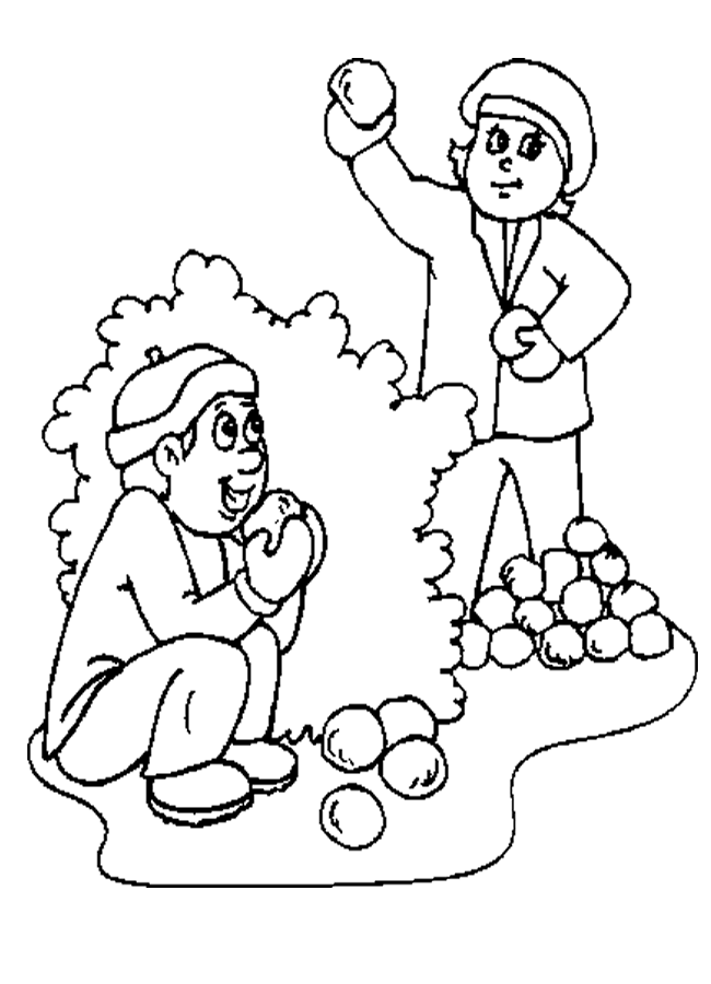 Free Snow Ball Fight Coloring Sheet - Homeschool Helper