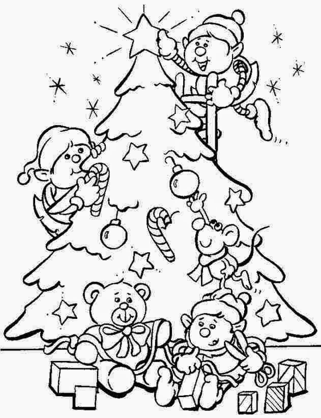 colours drawing wallpaper: Beautiful Christmas Tree And kids 