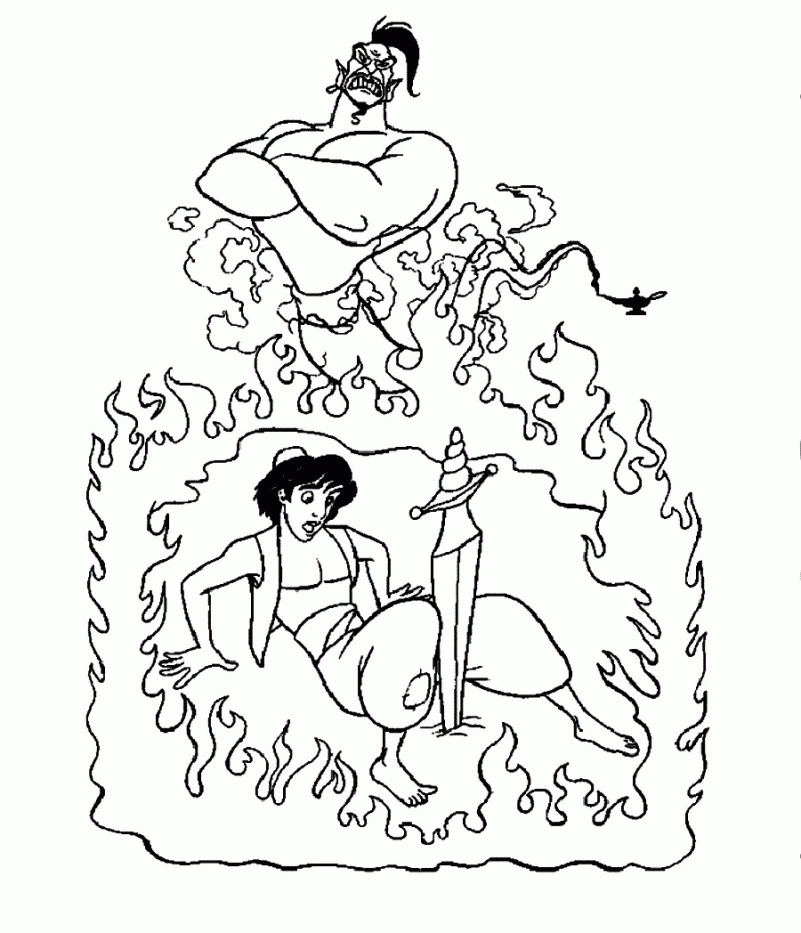 Download Aladdin Are On Fire Fighting With Jafar Coloring Pages Or 