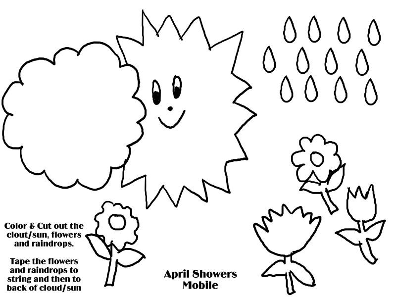 April-Showers-Mobile | Free coloring pages for kids