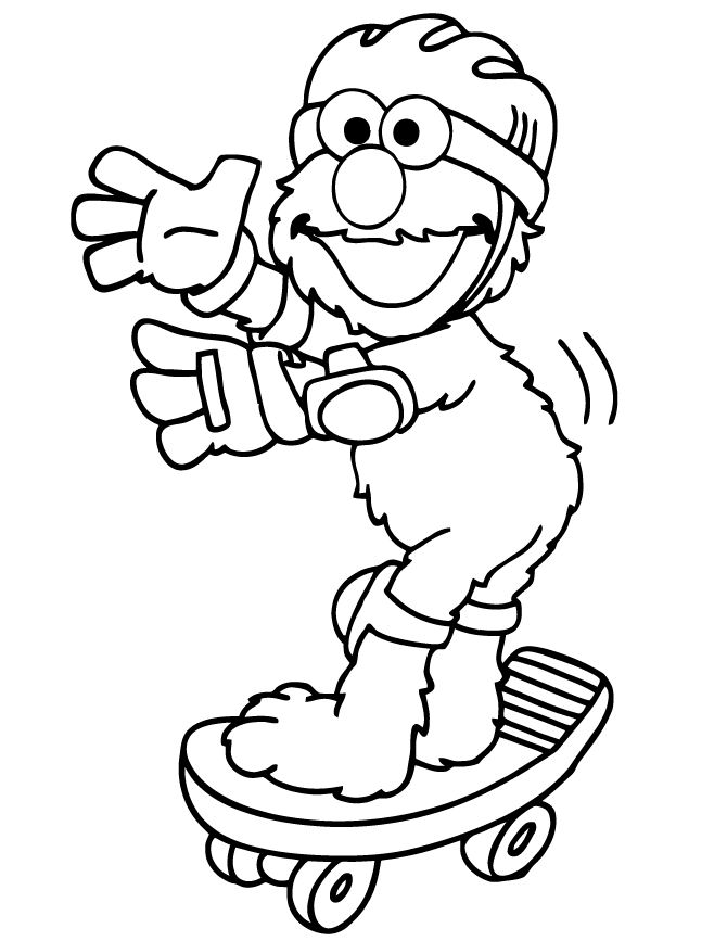 Elmo On Skateboard Coloring Page | Free Printable Coloring Pages