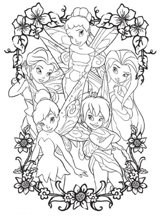 Print Coloring Pages Of Tinkerbell And Friends or Download 