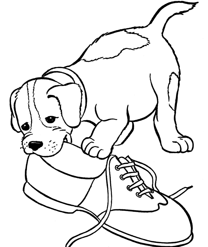 Puppies Who Are Shoe Bite Man Coloring Page - Puppies Coloring 
