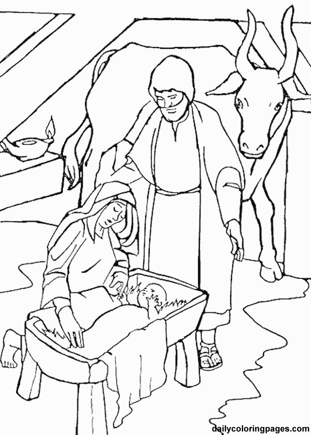 Manger Scene Coloring Page