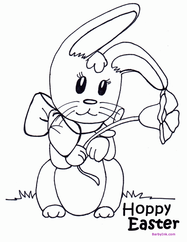 Barby Ink - Free Easter Coloring Page - Happy Easter Bunny Rabbit
