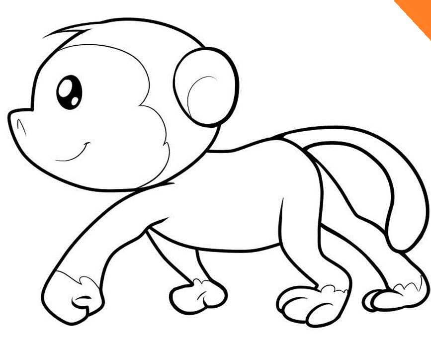 Monkey Walking Coloring Pages