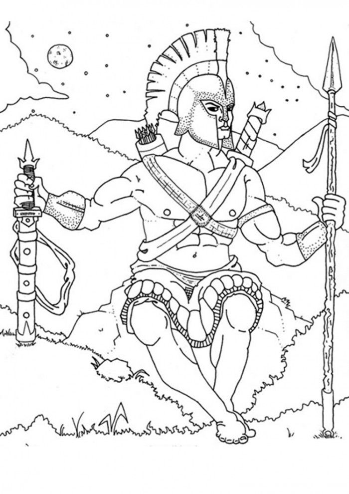 Greek God Coloring Page : Printable Coloring Book Sheet Online for 