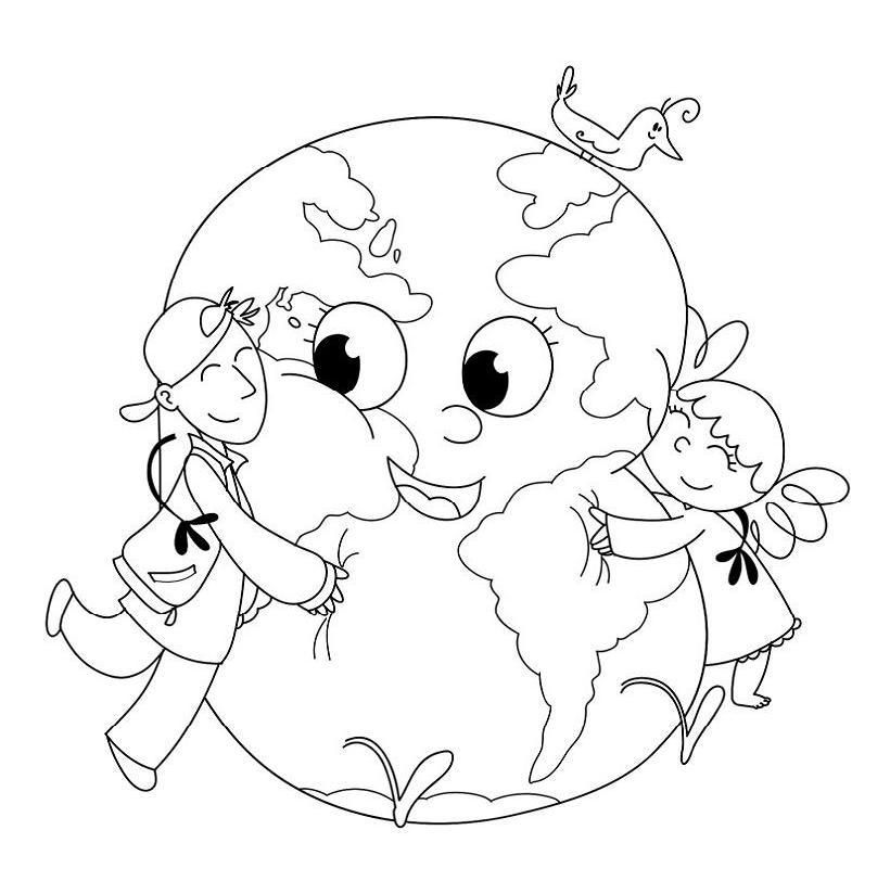 Earth Day : Treat the Earth Well Coloring Printout, Smile Of Earth 