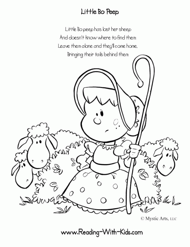 Little Bo peep Nursery Rhyme Coloring Pages for kids | coloring pages