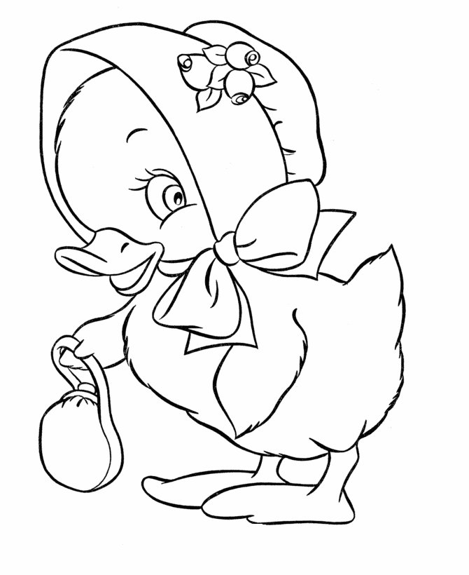 easter chick coloring pages bonnet duck