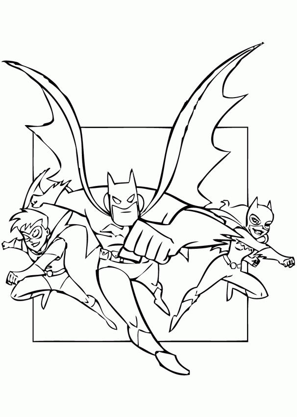 Batman Batgirl Robin Superman Wonder Women Superheroes Coloring 