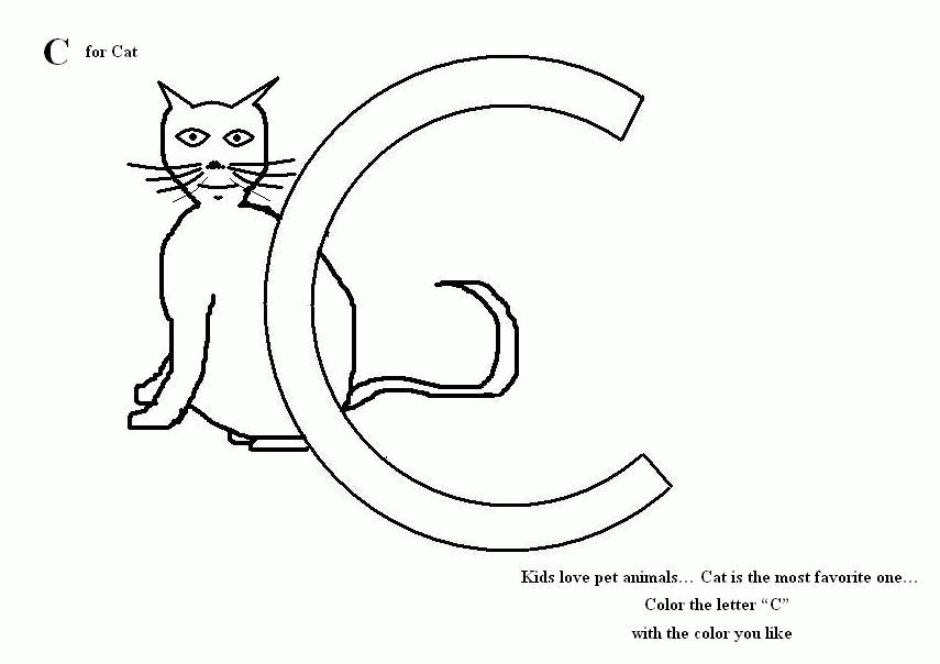 Letter C coloring printable page for kids: Letter C coloring 