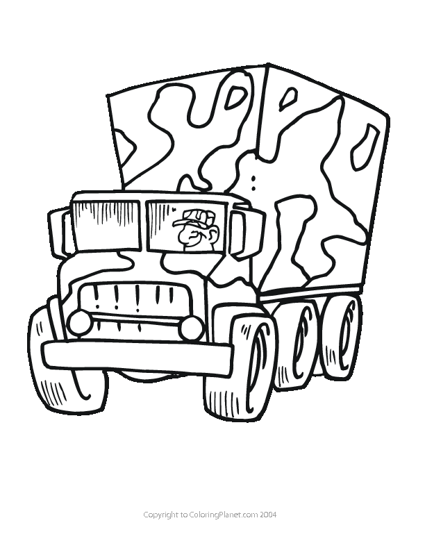 Military transport truck printable coloring in pages for kids 