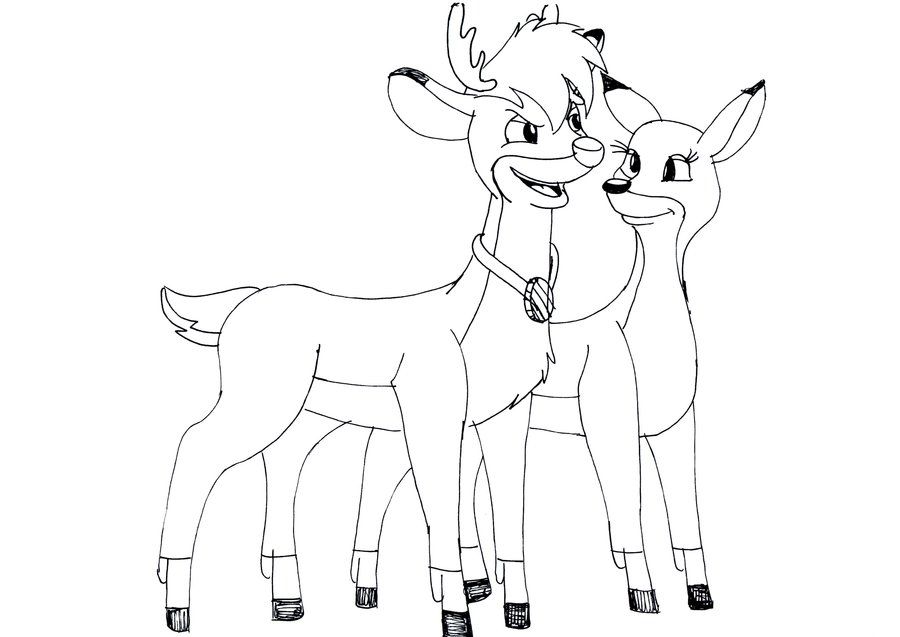 rudolph and zoey fawns lineart by lisalovesjoker