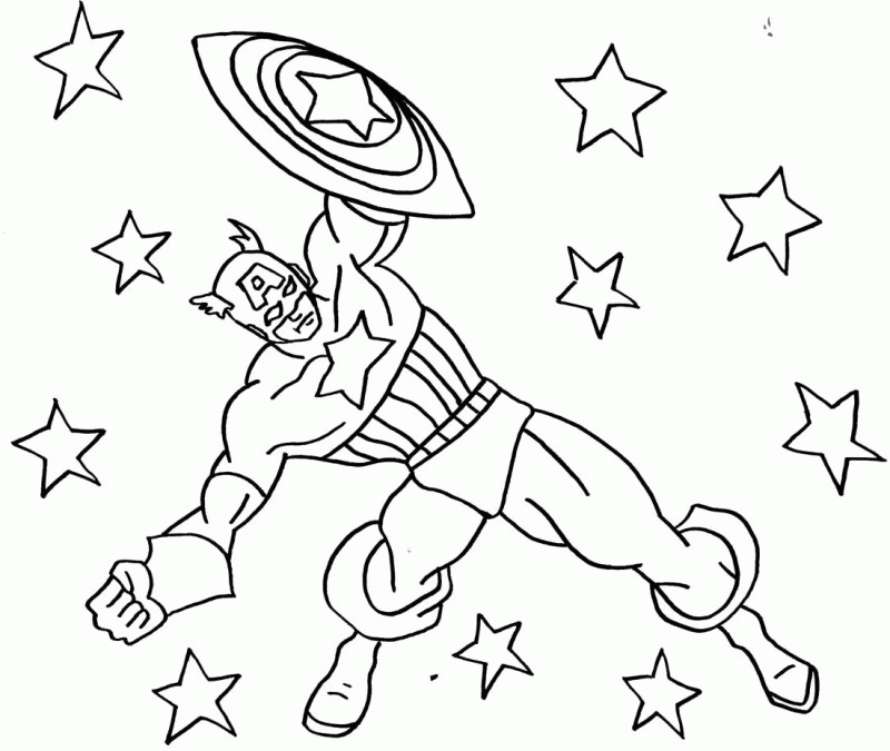 Captain America Was Dodge Enemy Attacks Coloring Page - Kids 