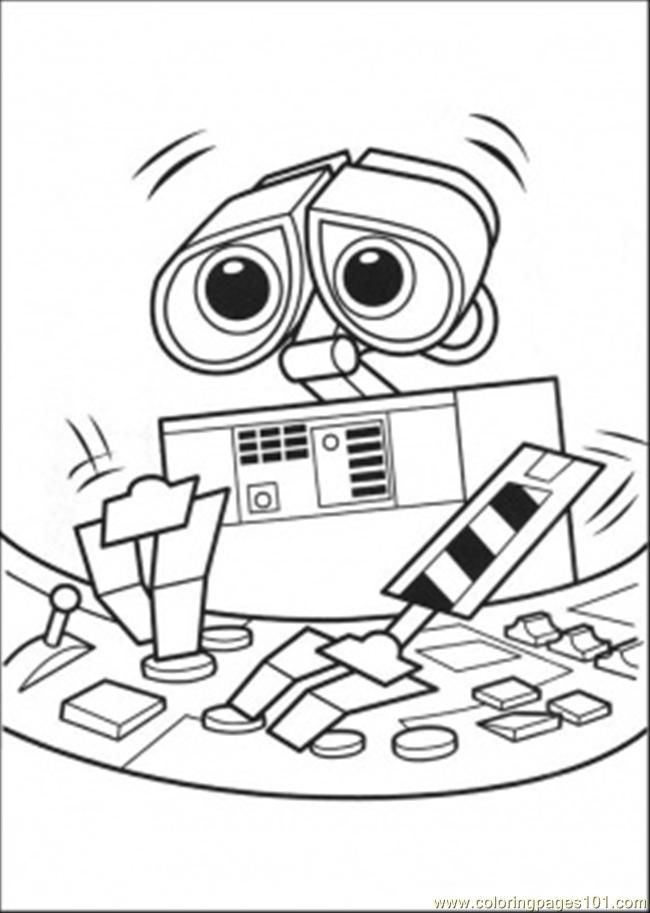Coloring Pages Wall E Is Learning About Computers (Cartoons > Wall 