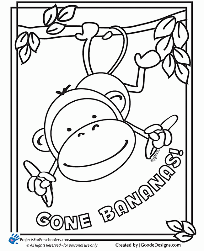 Fun Monkey Printable Coloring Page! | Monkeys for N.