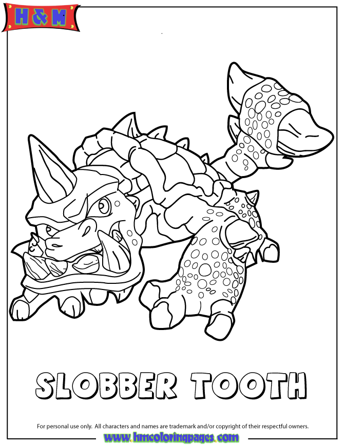 Skylanders Swap Force Slobber Tooth Coloring Page | HM Coloring Pages