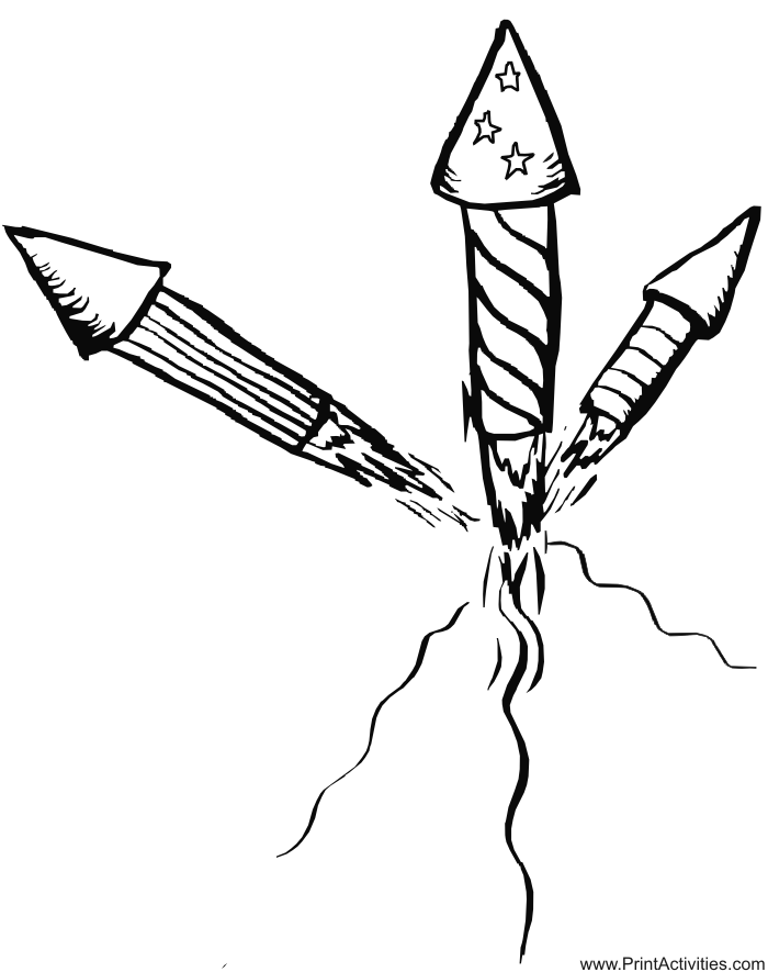 Fireworks Coloring Page | Launched fireworks