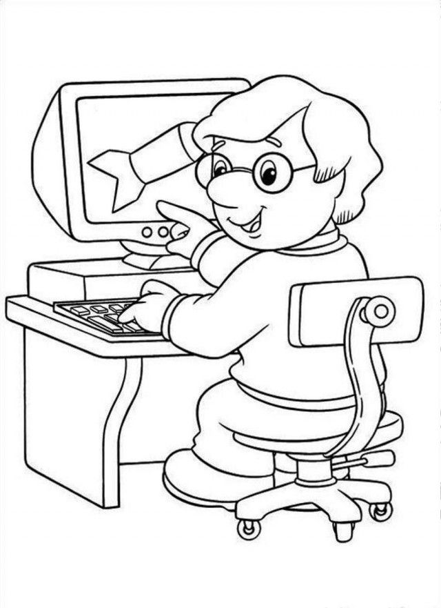 Postman Pat On Computer Coloring Page Coloringplus 233469 Coloring 