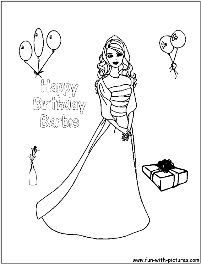 Happy Birthday Barbie Coloring Page Free Coloring Page 220440 