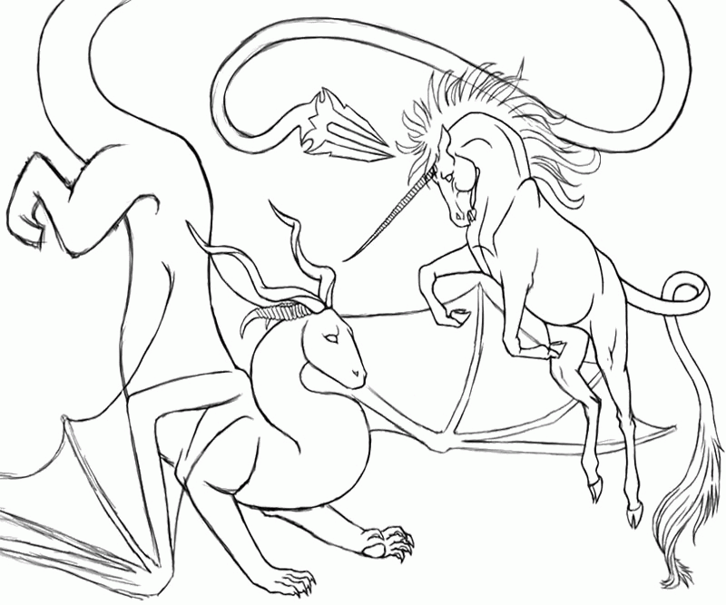 Unicorn Coloring Pages : Unicorn Dragon Scales Coloring Page Kids 