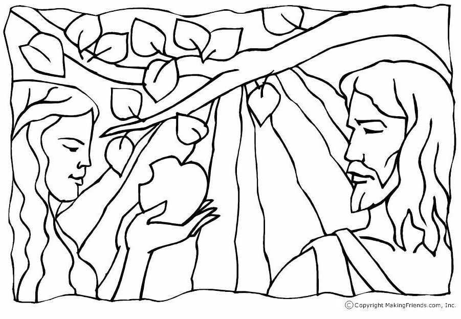 Adam and Eve coloring page. | Bible School