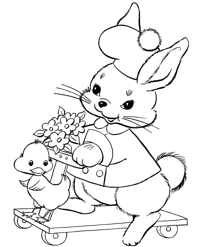 Easter Bunny Coloring Pages | BlueBonkers - Scooter Bunny ...