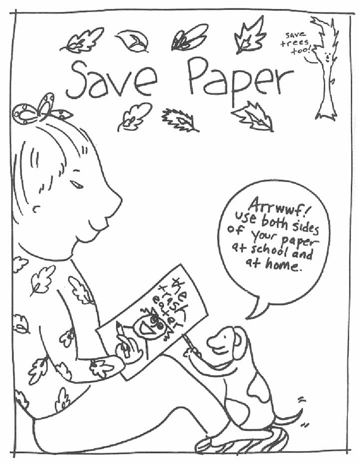 Save Paper - Coloring Page for Kids - Free Printable Picture