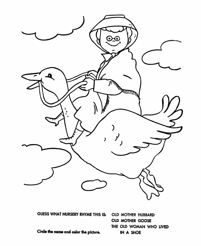 BlueBonkers: Nursery Rhymes Quiz Coloring Page Sheets - Old Mother 