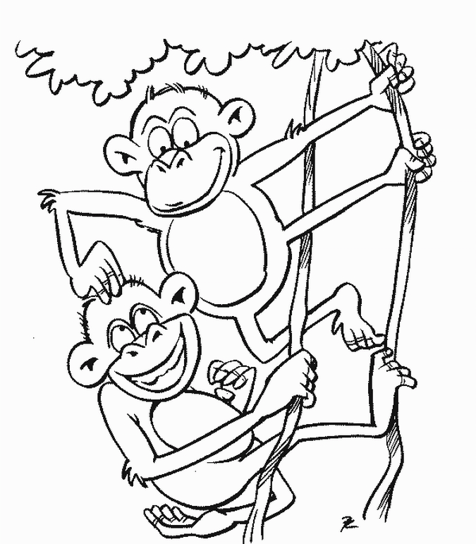 Monkeys-coloring-1 | Free Coloring Page Site