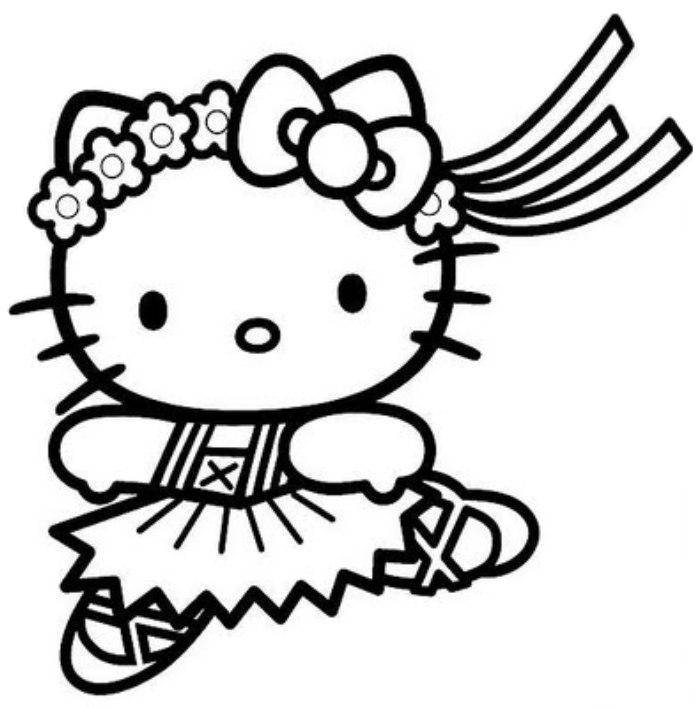 Print Hello Kitty Cute Ballerina Coloring Pages or Download Hello 
