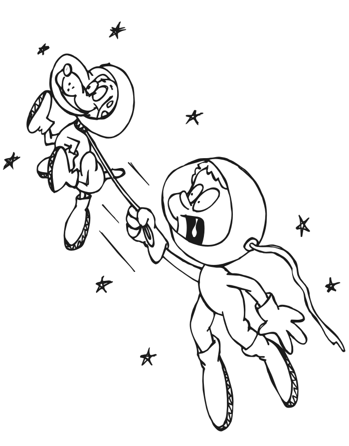 astronaut coloring page walking dog