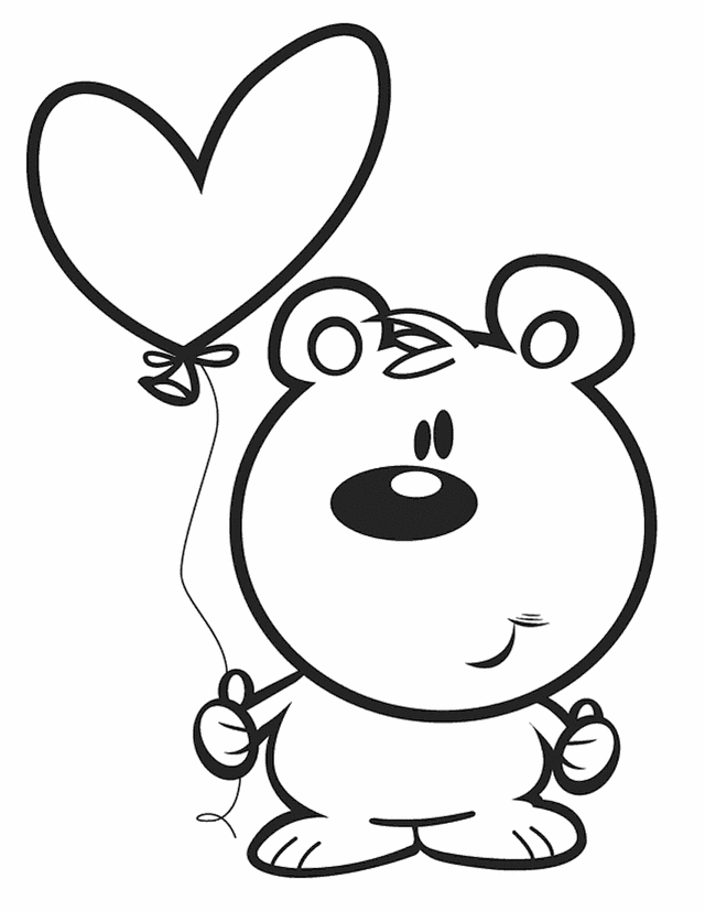 Valentine's Bear - Free Printable Coloring Pages