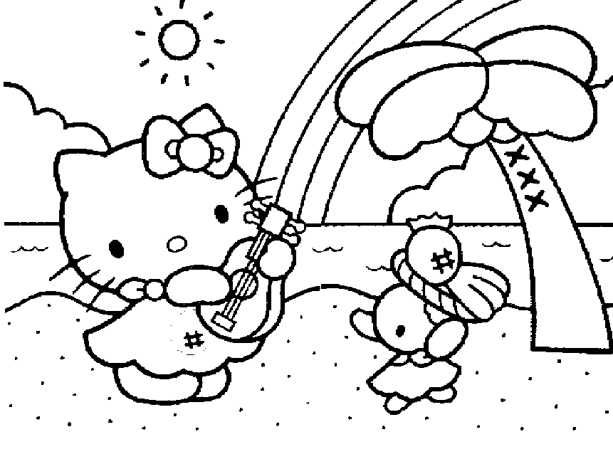 transmissionpress: Hello Kitty Playing Music Coloring Pages
