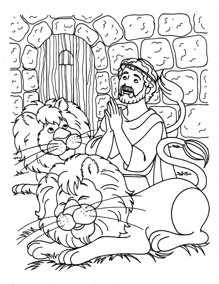 Daniel and the lions den coloring page | Bible - Coloring pages | Pin…