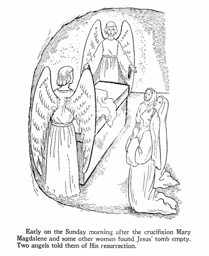 Easter Bible Coloring Pages - Mary finds tomb empty | HonkingDonkey