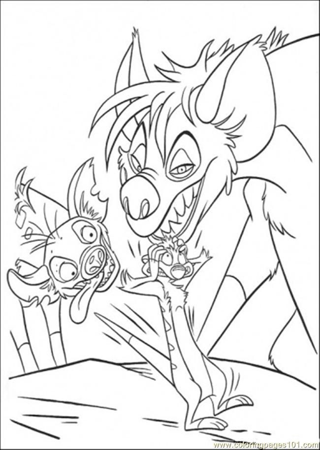Coloring Pages Timon And Hyenas (Cartoons > The Lion King) - free 
