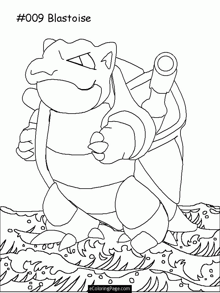 Pokemon Blastoise Anime Coloring Page Printable for Kids 
