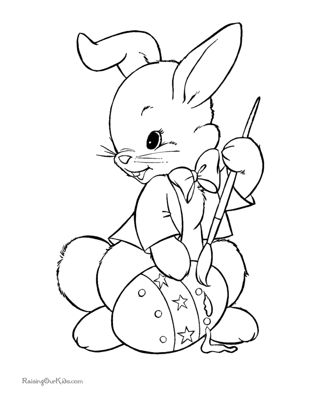 Bunny Painting Easter Egg Coloring Pages - Bunny Coloring Pages 