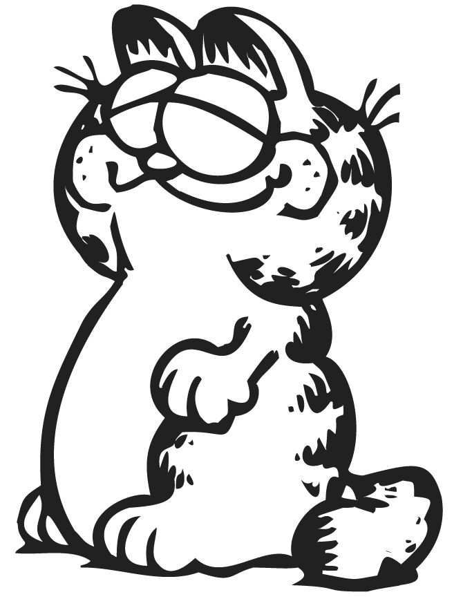 Garfield Smiling Happily Coloring Page | Free Printable Coloring Pages