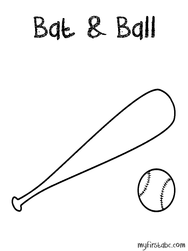 Bat & Ball Coloring Page - My First ABC