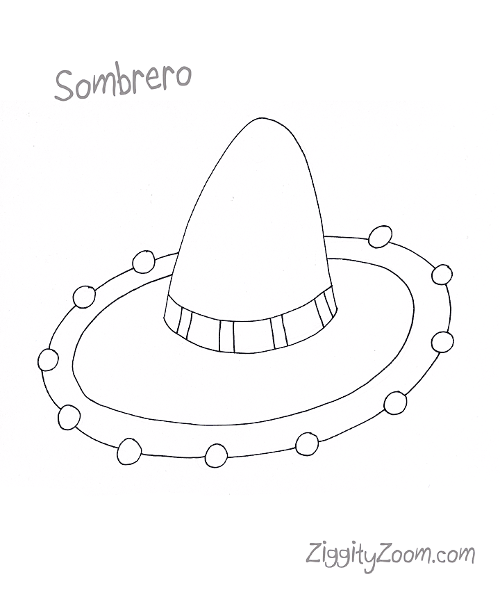 Sombrero Coloring Page - ZiggityZoom.