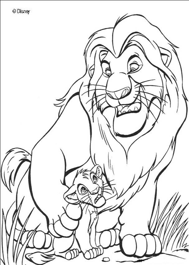 The Lion King coloring pages - Mufasa the Lion King with Simba
