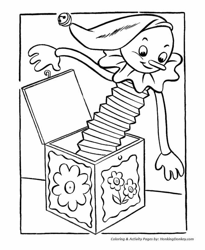 April Fool's Day Coloring Pages | Jack in the Box Clown coloring page sheet  for PreK Kids | HonkingDonkey