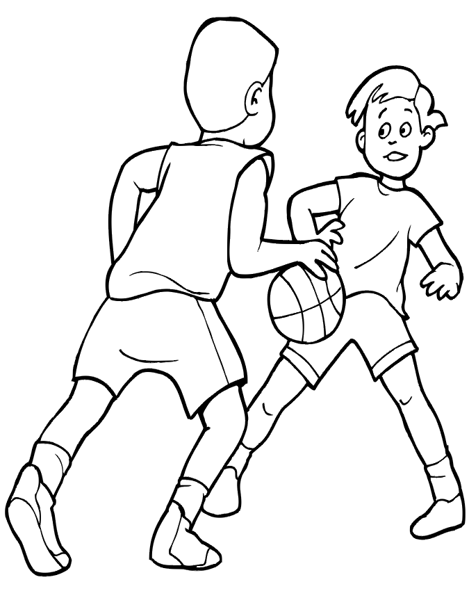 Basketball Coloring Picture | 2 Boy Players