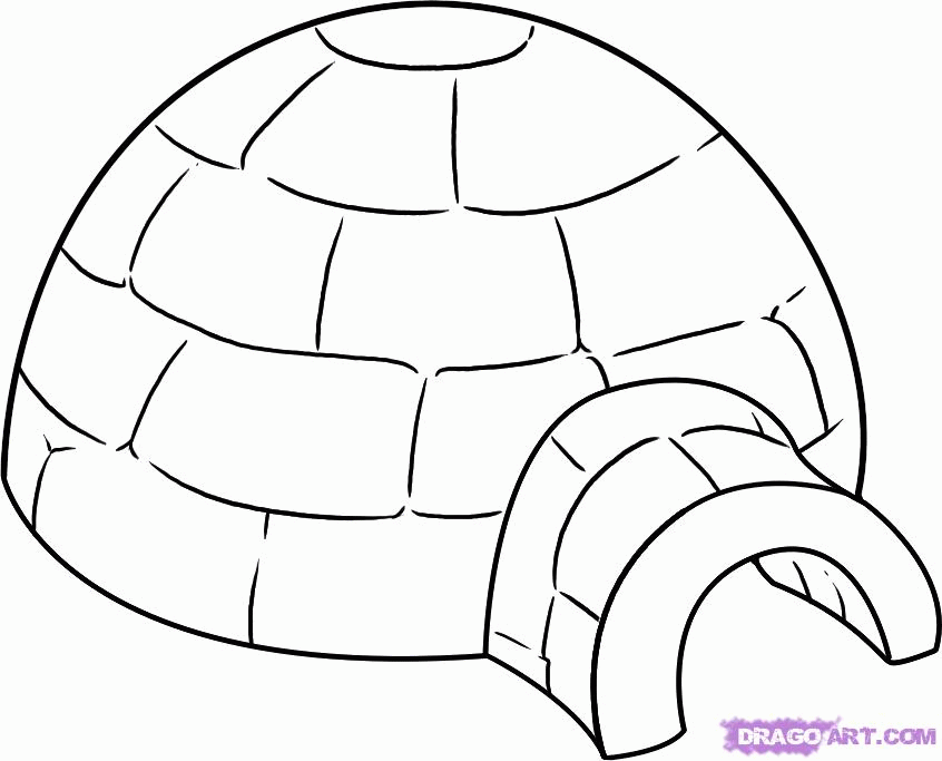 How to Draw an Igloo, Step by Step, Buildings, Landmarks & Places 